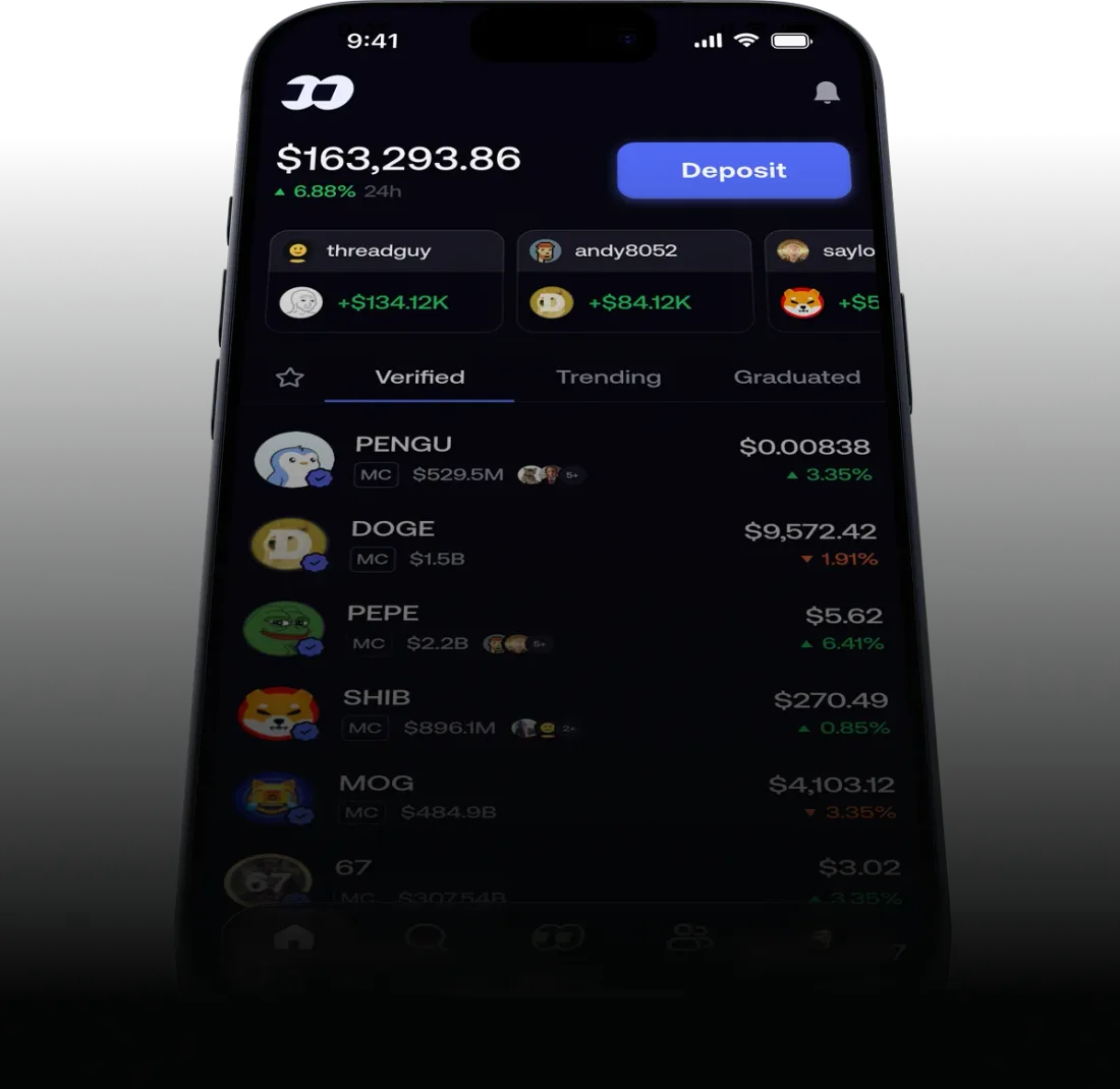 fomo's home screen with the Deposit button, where Apple Pay and card funding start